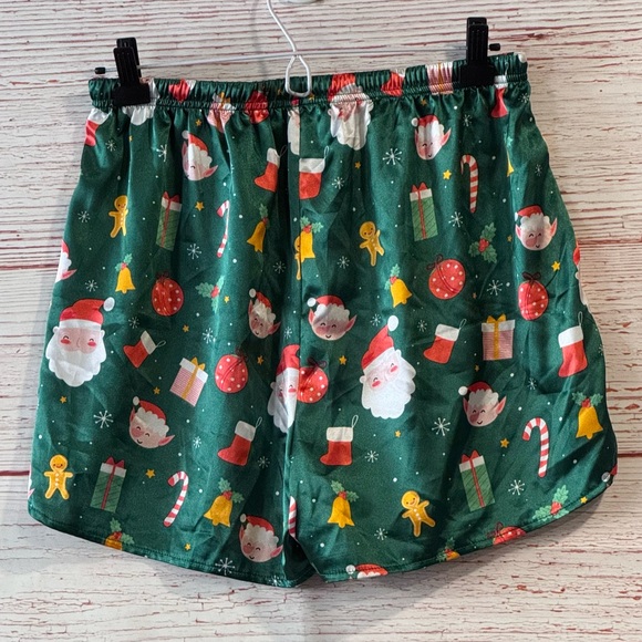 Ekouaer Satin Pajama Set in Green Santa Christmas Print Sz M - Picture 11 of 12